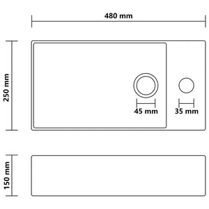 vidaXL Bathroom Sink with Overflow Ceramic Dark Blue