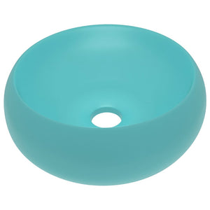 vidaXL Luxury Wash Basin Round Matt Light Green 40x15 cm Ceramic