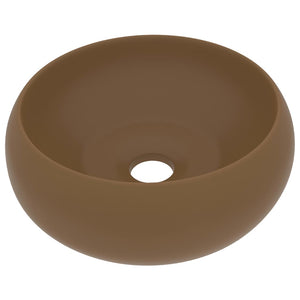 vidaXL Luxury Wash Basin Round Matt Cream 40x15 cm Ceramic