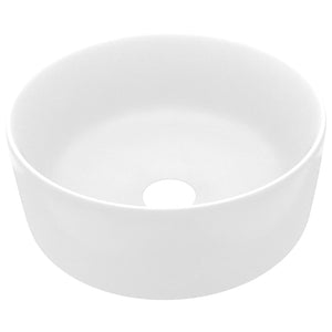 vidaXL Luxury Wash Basin Round Matt White 40x15 cm Ceramic