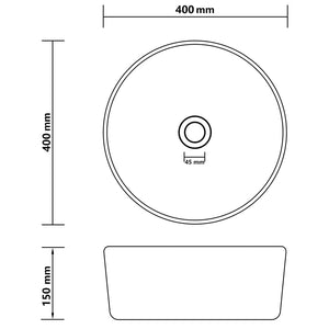 vidaXL Luxury Wash Basin Round Matt White 40x15 cm Ceramic