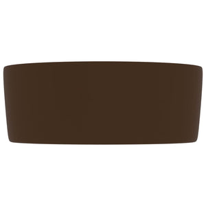 vidaXL Luxury Wash Basin Round Matt Dark Brown 40x15 cm Ceramic