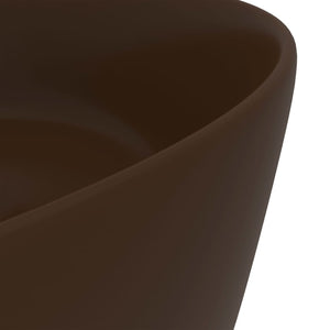 vidaXL Luxury Wash Basin Round Matt Dark Brown 40x15 cm Ceramic