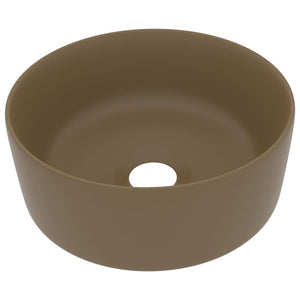 vidaXL Luxury Wash Basin Round Matt Cream 40x15 cm Ceramic