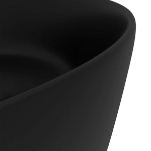 vidaXL Luxury Wash Basin Round Matt Black 40x15 cm Ceramic