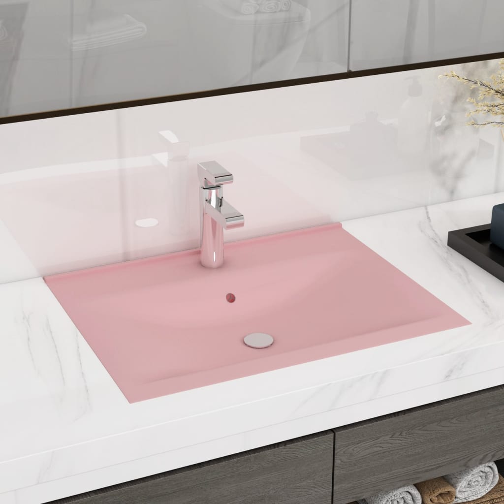 vidaXL Luxury Basin with Faucet Hole Matt Pink 60x46 cm Ceramic