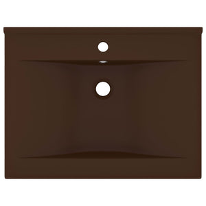 vidaXL Luxury Basin with Faucet Hole Matt Dark Brown 60x46 cm Ceramic