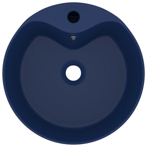 vidaXL Luxury Wash Basin with Overflow Matt Dark Blue 36x13 cm Ceramic