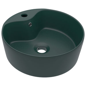 vidaXL Luxury Wash Basin with Overflow Matt Dark Green 36x13 cm Ceramic