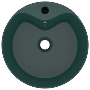 vidaXL Luxury Wash Basin with Overflow Matt Dark Green 36x13 cm Ceramic