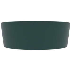 vidaXL Luxury Wash Basin with Overflow Matt Dark Green 36x13 cm Ceramic