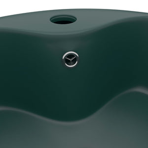 vidaXL Luxury Wash Basin with Overflow Matt Dark Green 36x13 cm Ceramic