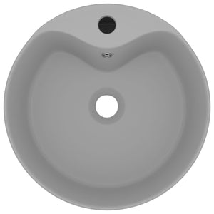 vidaXL Luxury Wash Basin with Overflow Matt Light Grey 36x13 cm Ceramic