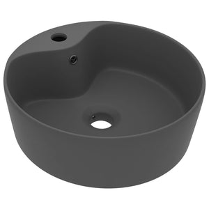 vidaXL Luxury Wash Basin with Overflow Matt Dark Grey 36x13 cm Ceramic