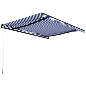 vidaXL Manual Retractable Awning 400x300 cm Blue and White