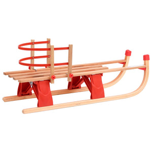 vidaXL Folding Snow Sledge with Backrest 119 cm Wood