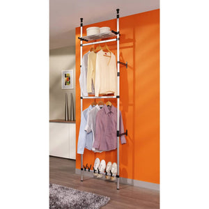 vidaXL Telescopic Wardrobe System with Rods and Shelf Aluminium