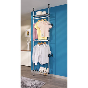 vidaXL Telescopic Wardrobe System with Rods and Shelf Aluminium