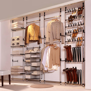 vidaXL Telescopic Wardrobe System with Rods and Shelf Aluminium