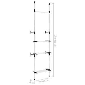 vidaXL Telescopic Wardrobe System with Rods and Shelf Aluminium