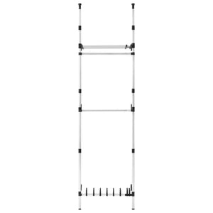 vidaXL Telescopic Wardrobe System with Rods and Shelf Aluminium