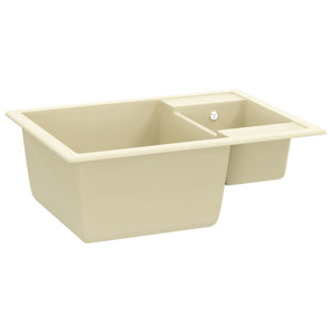 vidaXL Kitchen Sink with Overflow Hole Double Basins Beige Granite