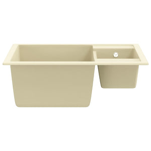 vidaXL Kitchen Sink with Overflow Hole Double Basins Beige Granite