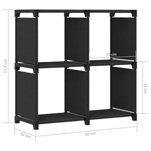 vidaXL 4-Cube Display Shelf Black 69x30x72.5 cm Fabric