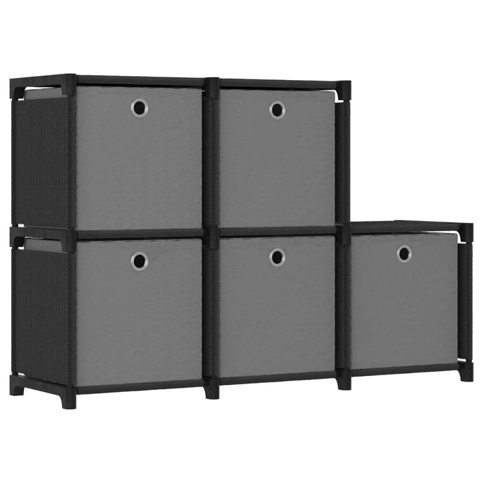 vidaXL 5-Cube Display Shelf with Boxes Black 103x30x72.5 cm Fabric