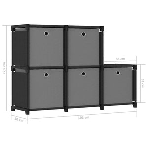 vidaXL 5-Cube Display Shelf with Boxes Black 103x30x72.5 cm Fabric