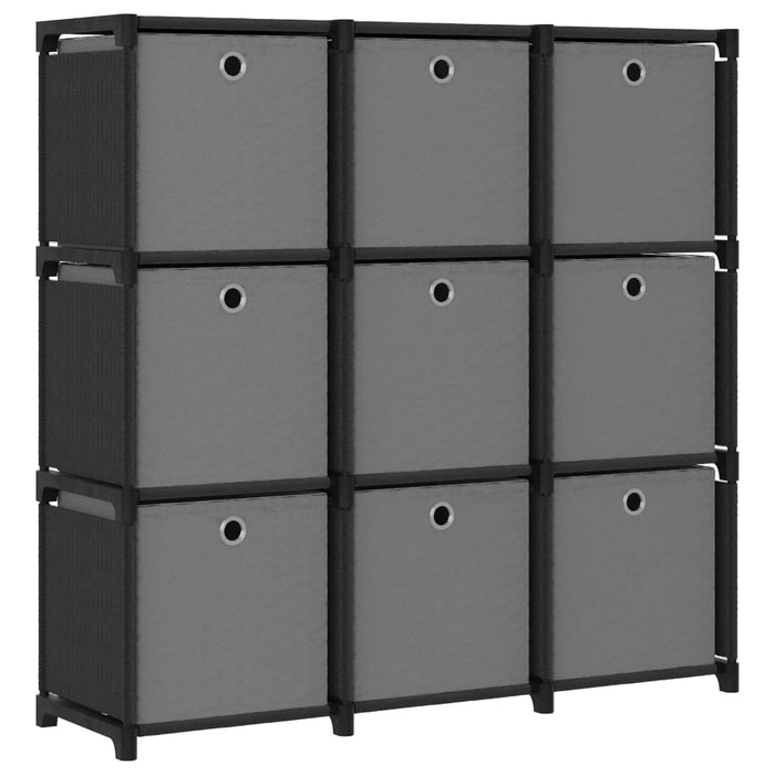 vidaXL 9-Cube Display Shelf with Boxes Black 103x30x107.5 cm Fabric