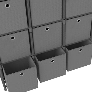 vidaXL 9-Cube Display Shelf with Boxes Grey 103x30x107.5 cm Fabric