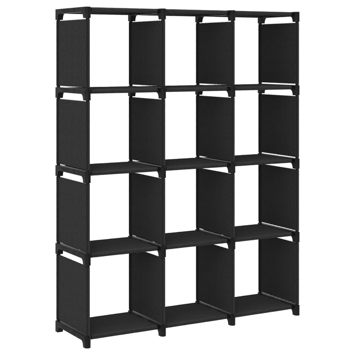 vidaXL 12-Cube Display Shelf Black 103x30x141 cm Fabric