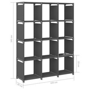 vidaXL 12-Cube Display Shelf Grey 103x30x141 cm Fabric