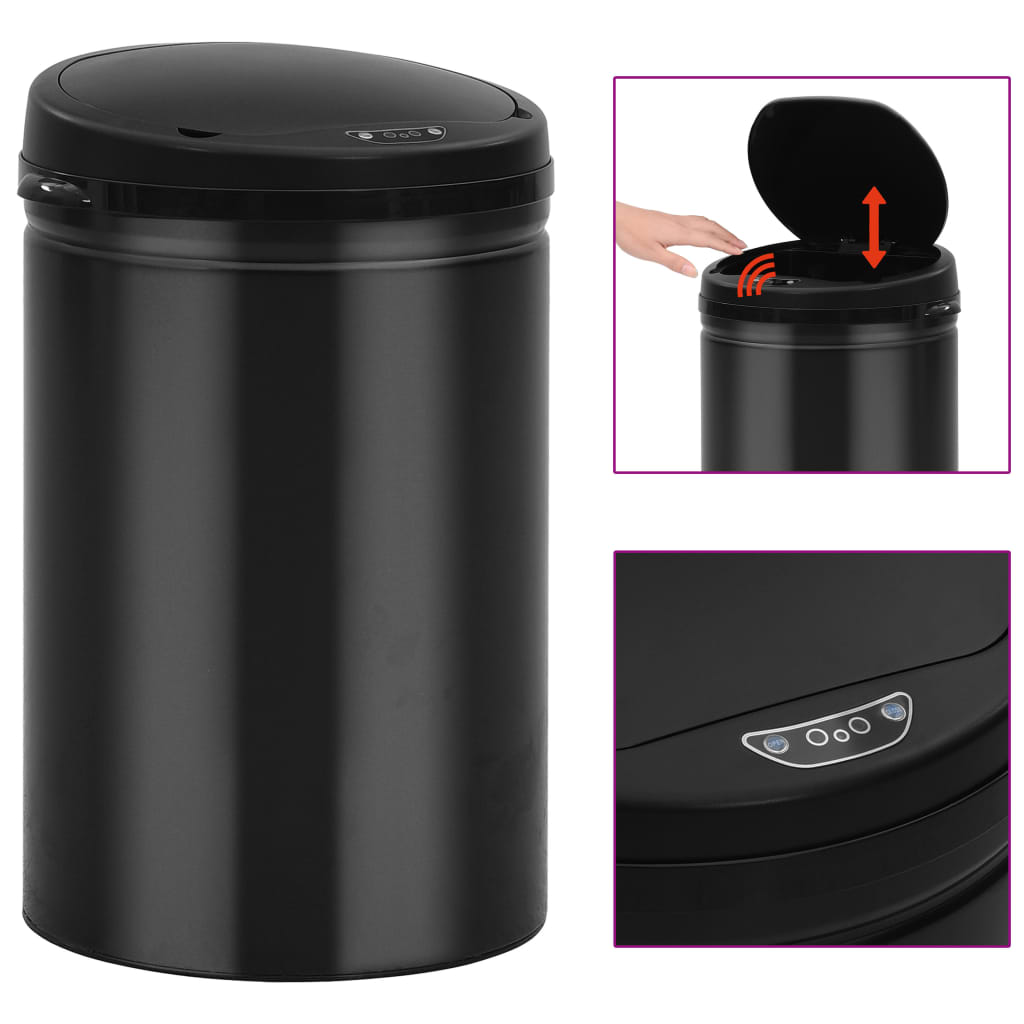 vidaXL Automatic Sensor Dustbin 30 L Carbon Steel Black