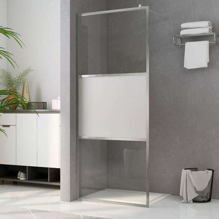 vidaXL Walk-in Shower Wall with Half Frosted ESG Glass 90x195 cm