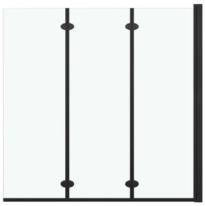 vidaXL Folding Shower Enclosure 3 Panels ESG 130x138 cm Black