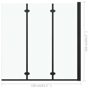 vidaXL Folding Shower Enclosure 3 Panels ESG 130x138 cm Black