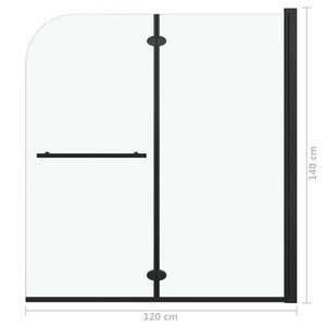 vidaXL Folding Shower Enclosure 2 Panels ESG 120x140 cm Black