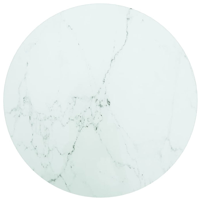 vidaXL Table Top White Ø40x0.8 cm Tempered Glass with Marble Design