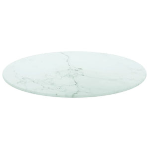 vidaXL Table Top White Ø40x0.8 cm Tempered Glass with Marble Design