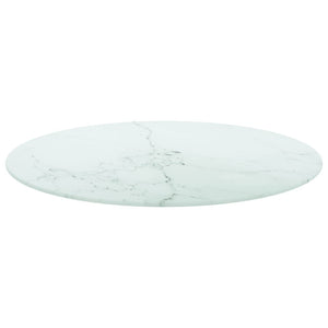 vidaXL Table Top White ?60x0.8 cm Tempered Glass with Marble Design