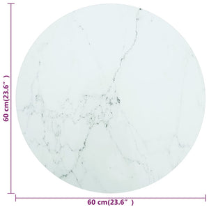 vidaXL Table Top White ?60x0.8 cm Tempered Glass with Marble Design