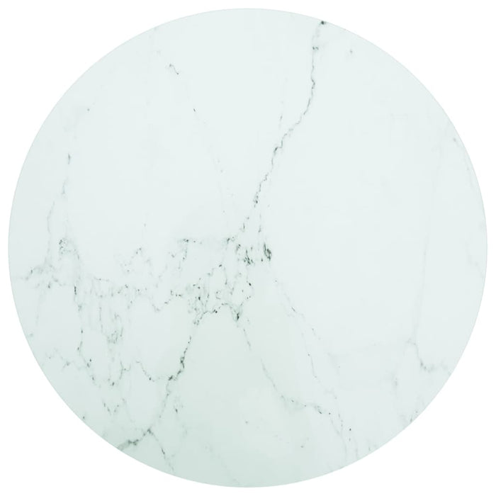 vidaXL Table Top White ?70x0.8 cm Tempered Glass with Marble Design