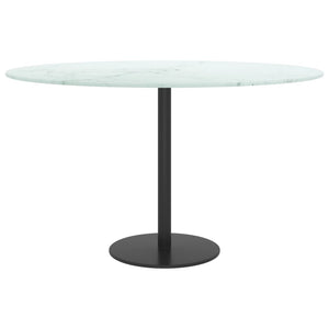 vidaXL Table Top White ?70x0.8 cm Tempered Glass with Marble Design