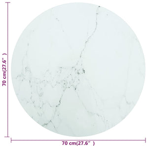 vidaXL Table Top White ?70x0.8 cm Tempered Glass with Marble Design