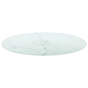 vidaXL Table Top White Ø80x1 cm Tempered Glass with Marble Design