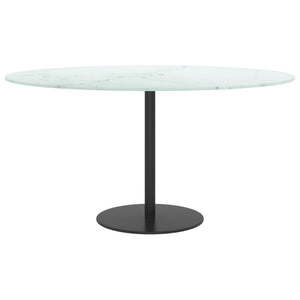 vidaXL Table Top White Ø80x1 cm Tempered Glass with Marble Design