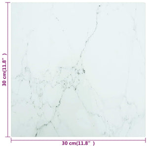 vidaXL Table Top White 30x30 cm 6 mm Tempered Glass with Marble Design