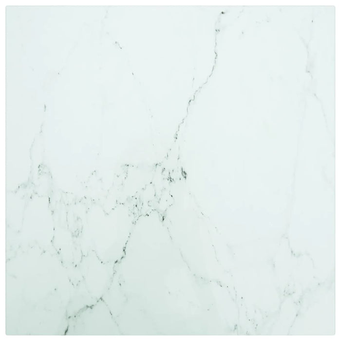 vidaXL Table Top White 40x40 cm 6 mm Tempered Glass with Marble Design